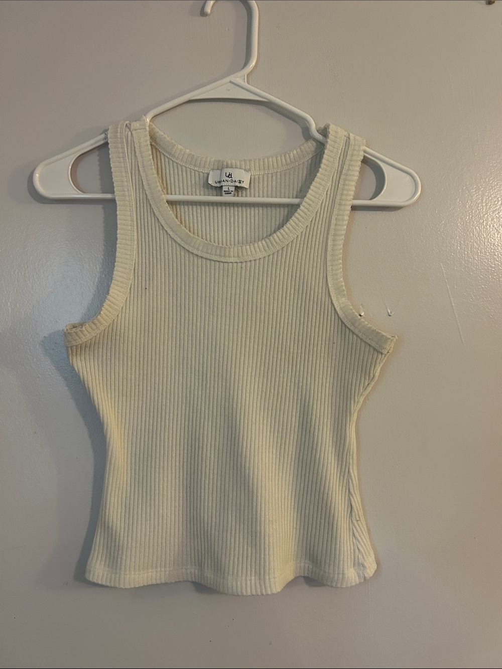 Urban Daizy Soft Ribbed Cream Tank - Scoop Neck